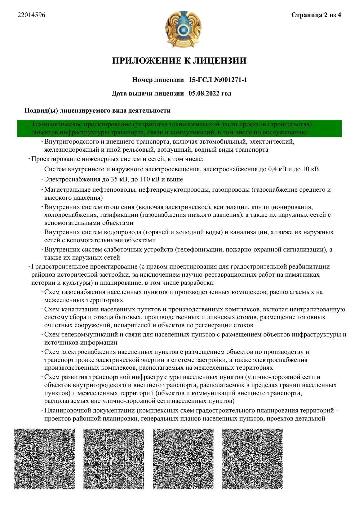 Приложение к лицензии, страница 3 из 5